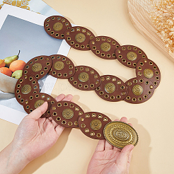 Поясные ремни-цепочки из искусственной кожи с овальными дисками AJEW-WH0007-57