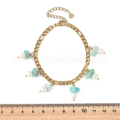 Pulseras de cadena Figaro de acero inoxidable 304 con borlas&nbsp;BJEW-JB14346-02