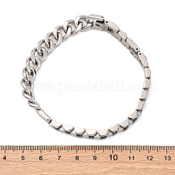 Браслеты из нержавеющей стали 304 с кубинскими звеньями и цепочкой в виде пантеры для женщин и мужчин BJEW-R018-11P