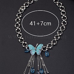 Ожерелья с подвеской в виде бабочки и кисточки из сплава индиголита и страз для женщин&nbsp;FS-WG6AB0F-01