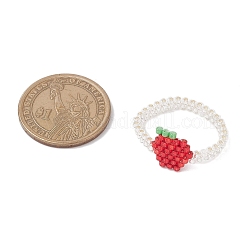 4 шт. рождественские стеклянные бусины кольца для женщин RJEW-MZ00029