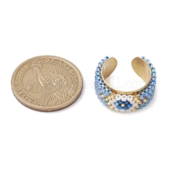 Стеклянные бусины кольца-манжеты RJEW-MZ00016-03