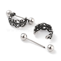 Серьги-кольца в форме щита из хирургической нержавеющей стали 316 в форме цветка EJEW-Z050-46AS