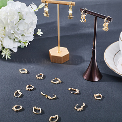 16 шт. 2 стиля латунных сережек-колец Huggie Hoop KK-BBC0008-52