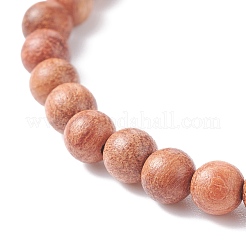 Bracciale elasticizzato con perline rotonde in legno naturale profumato con ematite sintetica per uomo donna&nbsp;BJEW-JB07549-02