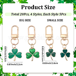20 pz 4 stili di decorazioni pendenti in lega di trifoglio smaltate e polvere glitterata&nbsp;HJEW-CP00088