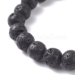 Bracciale elasticizzato con diffusore di olio di perle di roccia lavica naturale&nbsp;BJEW-JB07246