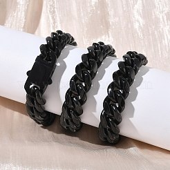 Ожерелья из кубинской цепочки из нержавеющей стали 201 толщиной 12 мм для женщин и мужчин NJEW-F360-01EB