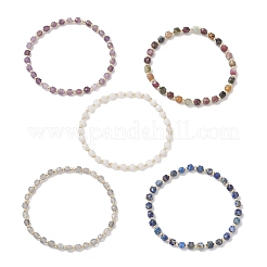 Эластичные браслеты для женщин из кубического натурального драгоценного камня и гальванически покрытого немагнитного синтетического гематита с бусинами.&nbsp;BJEW-JB13355