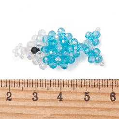 ABカラーメッキガラスチャーム  魚のチャーム  シードビーズで  多面カット  ディープスカイブルー  35.5x17x7.5mm  穴：2mm&nbsp;PALLOY-MZ01330-02