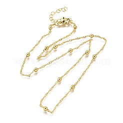 3.5 мм латунные круглые шарики сингапурские цепочки ожерелья NJEW-M108-39G