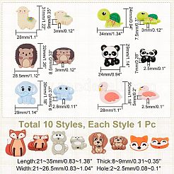 10шт 10 стильные силиконовые бусины SIL-CA0001-27
