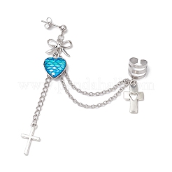 Серьги-гвоздики в форме рыбьей чешуи из сплава EJEW-JE06230