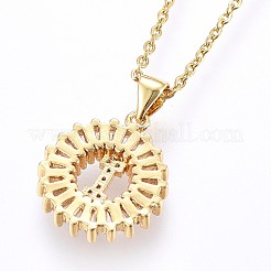 Colliers pendentifs initiaux en laiton sertis de micro-pavés de zirconiums cubiques&nbsp;NJEW-H486-30G-I