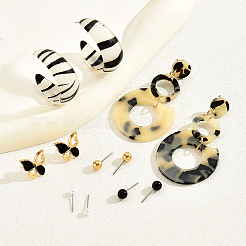 6 пара винтажных акриловых полосатых сережек ER7111