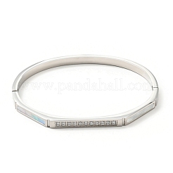 Шарнирный браслет с овальной раковиной и кубическим цирконием&nbsp;BJEW-G644-01