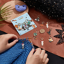 Маркеры петель кулон сплава эмали темы хэллоуина HJEW-AB00230