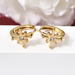 Pendientes de aro con estrella de acero inoxidable 304 y rhinestone&nbsp;EJEW-P344-07G
