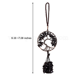 Обернутые проволокой чипсы натуральный обсидиан большие подвесные украшения HJEW-SZ0001-26B