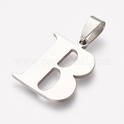 変色しにくい201ステンレススチールペンダント  文字.b  24x19x1mm  穴：4x8.5mm&nbsp;STAS-P121-09-B