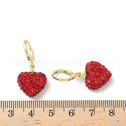 Серьги-гвоздики с застежкой-молнией в форме сердца из латуни и страз EJEW-K289-10G