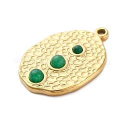 Подвески из натурального зеленого авантюрина из нержавеющей стали 304&nbsp;STAS-H235-09G-03