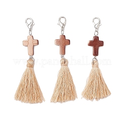 Подвесные украшения с кисточками из синтетической бирюзы и полиэстера&nbsp;HJEW-JM03933-02