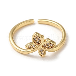 Покрытие стойки латунь микро паве прозрачный кубический цирконий открытые манжеты кольца RJEW-M162-01G