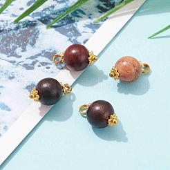 Perles de bois naturel breloques rondes&nbsp;PALLOY-JF00659