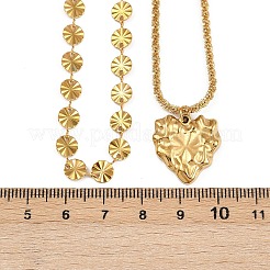 304 нержавеющая сталь кулон в форме сердца плоская цепочка с пайетками двухслойные ожерелья для женщин NJEW-F343-03G