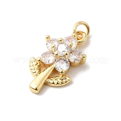 Pendentifs avec zircon cubiques à micro-pavés en laiton&nbsp;KK-Z135-01G-01