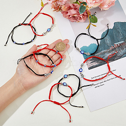 8шт 8 стиля лэмпворк сглаза плетеные браслеты из бисера набор BJEW-FI0001-45