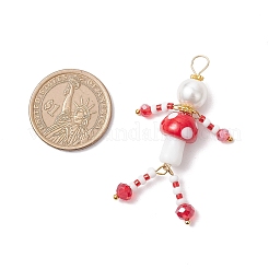 Подвески в виде грибов из стеклянных бусинок PALLOY-MZ00824