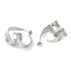 変色しない304ステンレススチール製ツイストスタッドピアス（女性用）  ステンレス鋼色  32x20mm&nbsp;EJEW-K244-28P