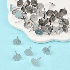 Устойчивая к потускнению хирургическая нержавеющая сталь 316 плоская круглая пустая закрепка для сережек-гвоздиков STAS-R073-06A