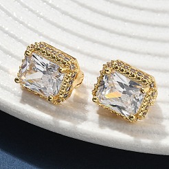 Pendientes de aro de latón con micro circonitas y cubic zirconia transparente&nbsp;EJEW-C182-02G