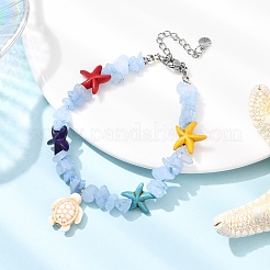 5 set di braccialetti con ciondoli a forma di tartaruga turchese sintetica e naturale&nbsp;BJEW-JB12405