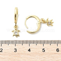 Серьги-кольца из латуни с микропаве из прозрачных кубических цирконий черепахового цвета EJEW-D311-008G