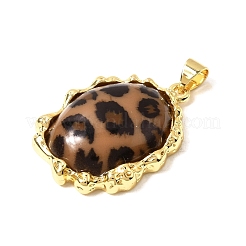 Pendentifs en résine laiton à motif léopard&nbsp;KK-A296-52A-G