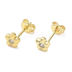 Orecchini a bottone in ottone con pavé di zirconi cubici&nbsp;KK-CBA98BA-21G