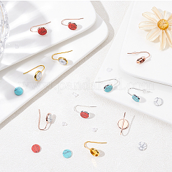 30 шт. двухцветные крючки для сережек из нержавеющей стали марки 304 с плоскими круглыми закрепками FIND-DC0001-12