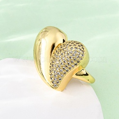 Регулируемые манжеты-кольца из латуни с микропаве из кубического циркония для женщин RJEW-U053-07G