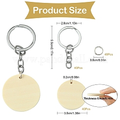 Наборы для изготовления пустых плоских круглых деревянных брелков своими руками&nbsp;DIY-YW0008-89