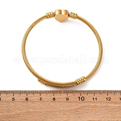 Браслет-манжета из нержавеющей стали 304 с бусинами в форме сердца BJEW-K280-02G