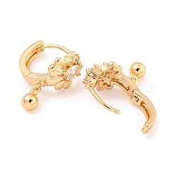 Латунные серьги-кольца из прозрачного кубического циркония EJEW-A107-08B-KCG