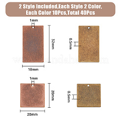 40шт 4 стильные металлические бирки KK-FH0006-08