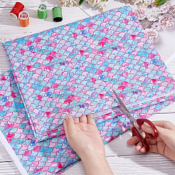 Полиэфирно-хлопковая ткань с рисунком рыбьей чешуи DIY-WH0430-114B