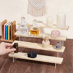 Organizador de pulseras de acrílico transparente de 4 capa con niveles de madera&nbsp;BDIS-WH0011-08