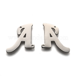 変色しない304ステンレススチールリンクコネクター  文字L  個性的名前のネックレスの作成  文字.a  15x16x1.5mm  穴：0.9mm&nbsp;STAS-Y006-60P-A