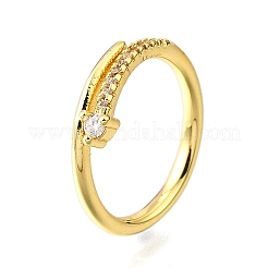 Кольца для женщин с микропаве из латуни и прозрачными кубическими цирконами RJEW-H247-14G